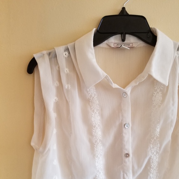 Adam Levine Collection Tops - Adam Levine White Sheer Sleevless Top